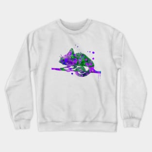 Chameleon Watercolor Painting Green Purple Crewneck Sweatshirt